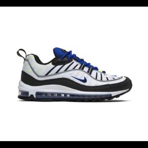 Nike AIR MAX 98 Sprite Men’s US size 9, White/Black/Racer Blue/Neon Green